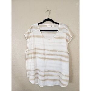 Chico's Tie Dye Tank Top Sleeveless Casual Blouse Neutral Colors Size‎ 3 / US XL